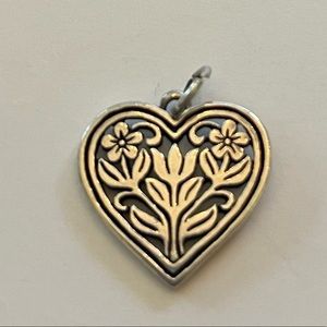 James Avery Retired Sterling Silver Heart with Flowers pendant
